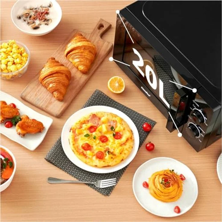 comfee CMSN 20 BK, Solo-Mikrowelle mit 20 Liter Garraum, 700 Watt, 5 Leistungsstufen, schwarzes Design – Bild 6