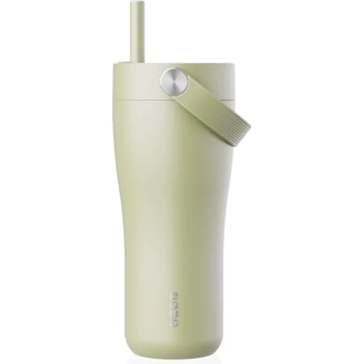 EQUA Carry Cup, Edelstahl Isolierte Trinkflasche mit klappbarem Strohhalm und weichem Tragegriff, 600ml, 15 Stunden kalt oder 8 Stunden heiß, 100% auslaufsicher (Matcha) – Bild 1