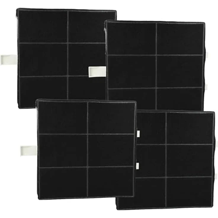 vhbw 4x Aktivkohlefilter kompatibel mit Siemens LZ51800, LZ51850, LZ51150, LZ51550, LZ51851, Dunstabzugshaube, 22,2 x 22,2 x 2,4 cm, schwarz/weiß – Bild 1