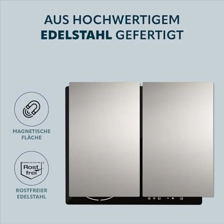 bremermann Herd-Abdeckplatte 2er Set, Edelstahl 2in1 Abdeckplatte und Wandspritzschutz, matt gebürstet, 27,5 x 48 cm – Bild 4