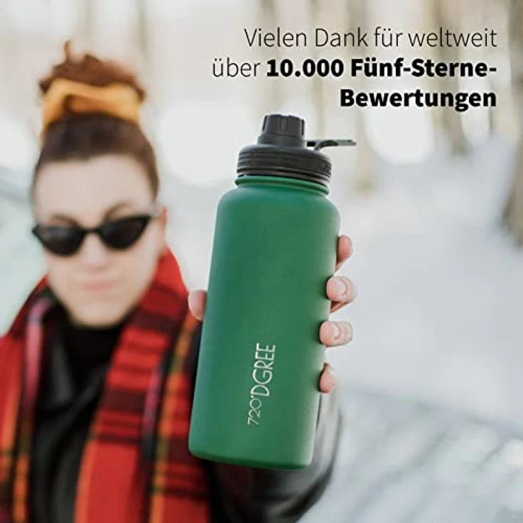 720°DGREE Edelstahl Trinkflasche Kinder 410ml “noLimit” - Auslaufsicher, für Kohlensäure, BPA-Frei, mit Schraubverschluss und Gratis Sportdeckel – Bild 4