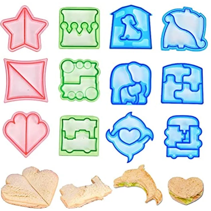 12Stk Sandwich Ausstechformen Brot Toast Cutter, DIY Sandwich Form Keks Ausstecher Cutter, Plätzchen Ausstecher Set, Brotausstechformen Kinder, Bento Brotausstecher Sandwich Cookie Cutter