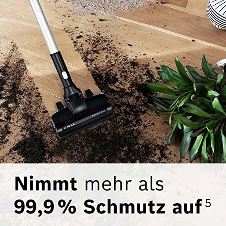 Bosch Akku-Staubsauger Unlimited 7 BSS715CARP, kabellos, Knickrohr, Hygiene-Filter, 10 Jahre Motorgarantie, 5.0 Ah Akku, Schnellladegerät, XXL-Polsterdüse, Turbostufe, Made in Germany, weiß – Bild 2