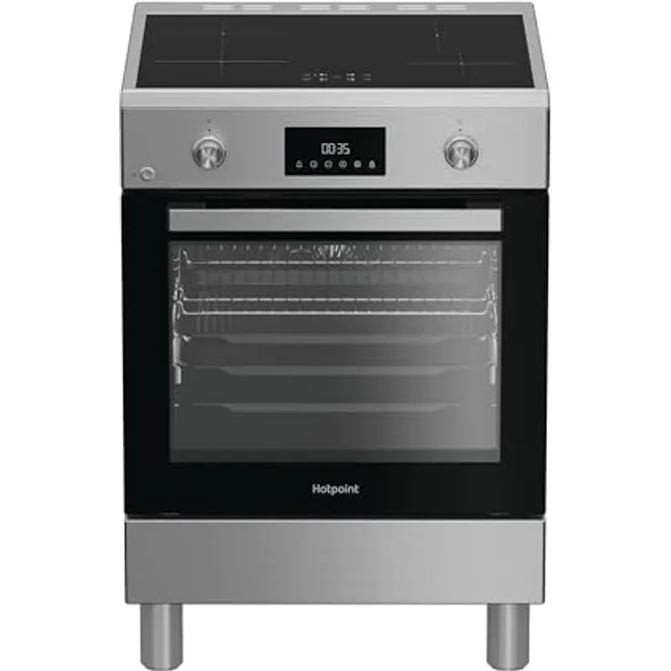 Hotpoint Ariston H6I8LMSAX, Freistehende Küche 60 x 60 cm mit Induktionsherd, Multifunktions-Umluftofen 72 l, Air Fry, Diamond Clean, Edelstahl