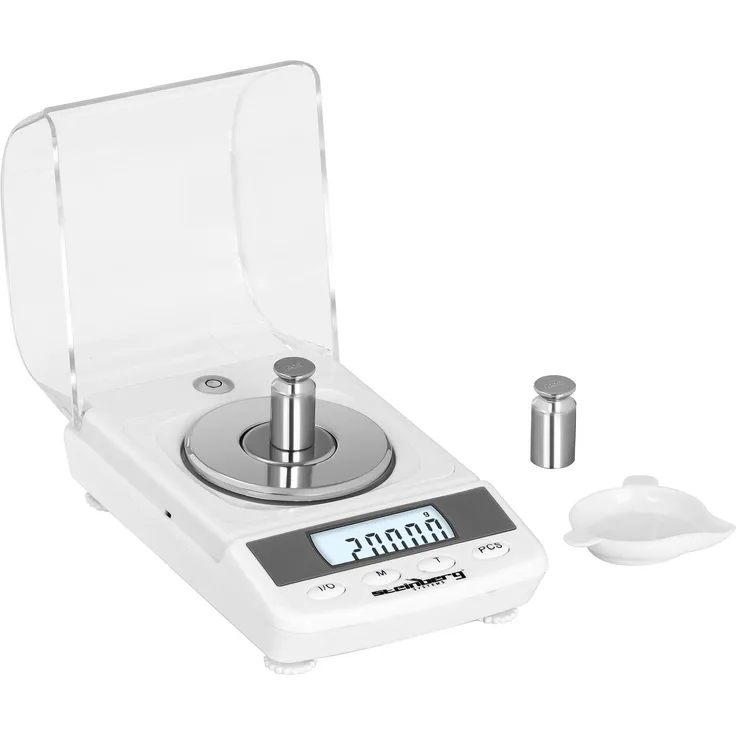 Steinberg Systems Taschenwaage Digitale Präzisionswaage - 50g - 0,005g/50g - ø 60mm - Windschutz, Edelstahl/ABS - SBS-DW-50VA