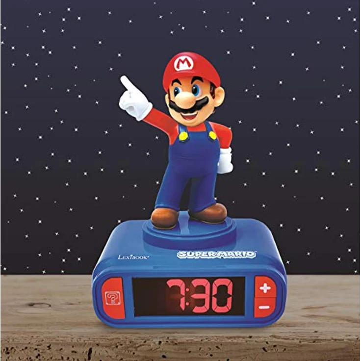 LEXIBOOK Nintendo Super Mario Digitaler Wecker, Blau mit Nachtlicht und Schlummerfunktion – Bild 4