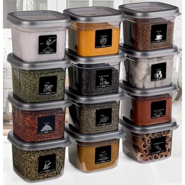 "Jungengel Gewürzbehälter 12x Gewürzdosen Aufbewahrungsbox 550ml, BPA-Frei Kunststoff, (12-tlg), Mikrowellengeeignet, Spülmaschinenfest, Gefriergeeignet" – Bild 3