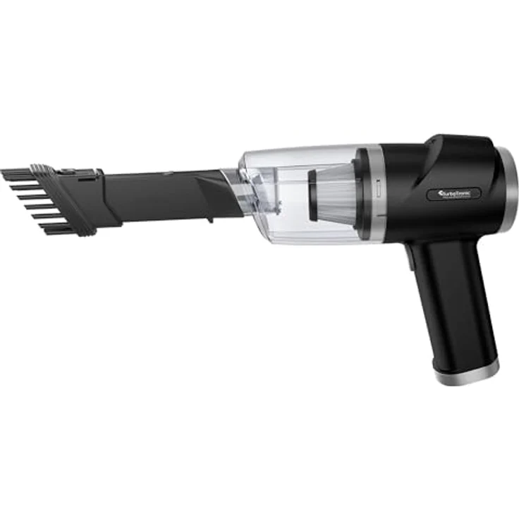 TurboTronic By Z-LINE Akku Staubsauger 5KPA Handstaubsauger mit 47k RPM Gebläse kabellos 0,15 L beutellos Fugendüse für Auto Büro Haus (Schwarz) – Bild 4