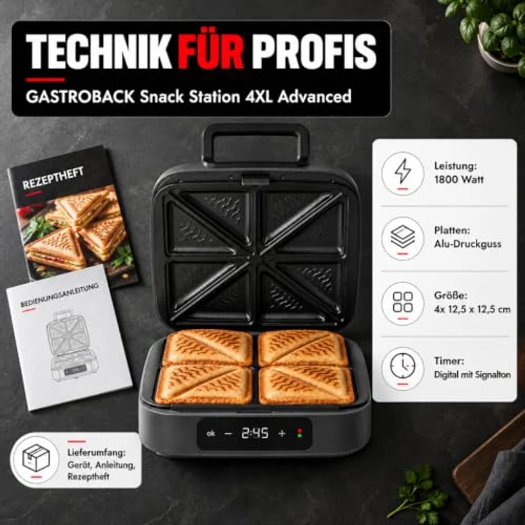 Gastroback Sandwichmaker 42469, praktisches Gerät für perfekte Sandwiches – Bild 8