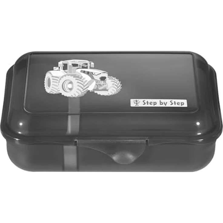 Step by Step Lunchbox „Tractor Freddy“, schwarz, 0,9 Liter, mit Trennwand und Klickverschluss, spülmaschinenfest, BPA-frei – Bild 1