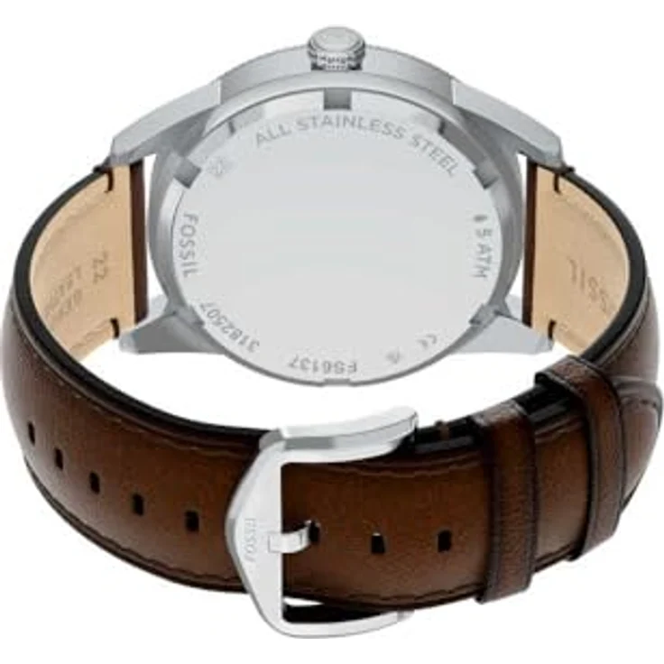 Fossil Quarzuhr PEARSON FS6137, Herrenuhr mit grünem Zifferblatt, analoge Anzeige, Lederarmband, Tag und Wochentagfunktion – Bild 6