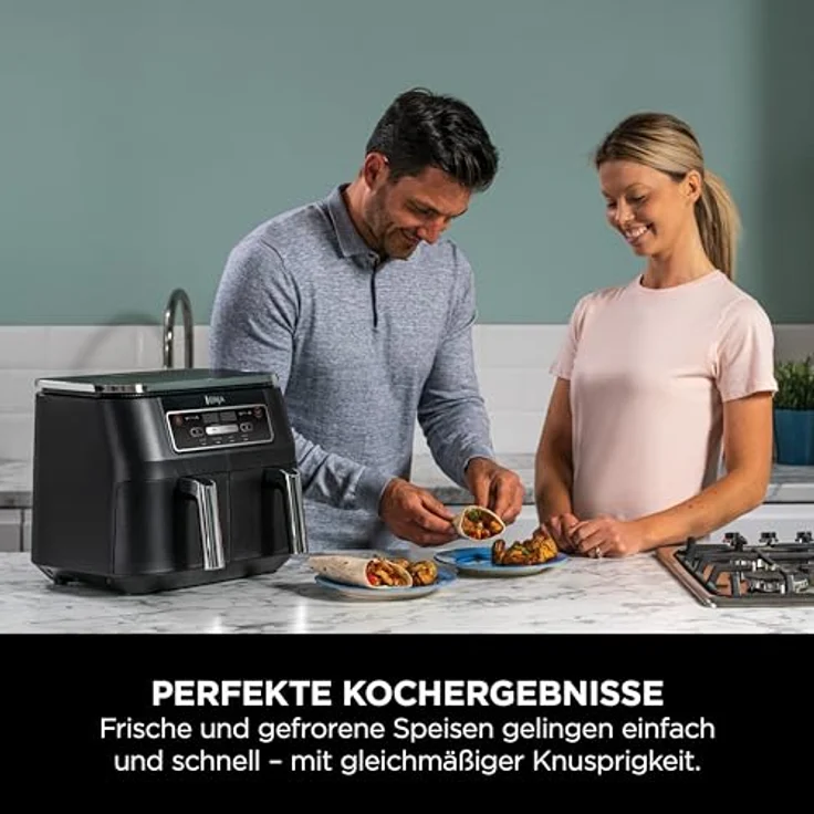 Ninja Foodi Dual Zone Airfryer AF200EU Heißluftfritteuse, 2 Fächer, 7,6 l, 4-in-1, ohne Öl, Max Crisp, Braten, Aufwärmen, Schwarz – Bild 4