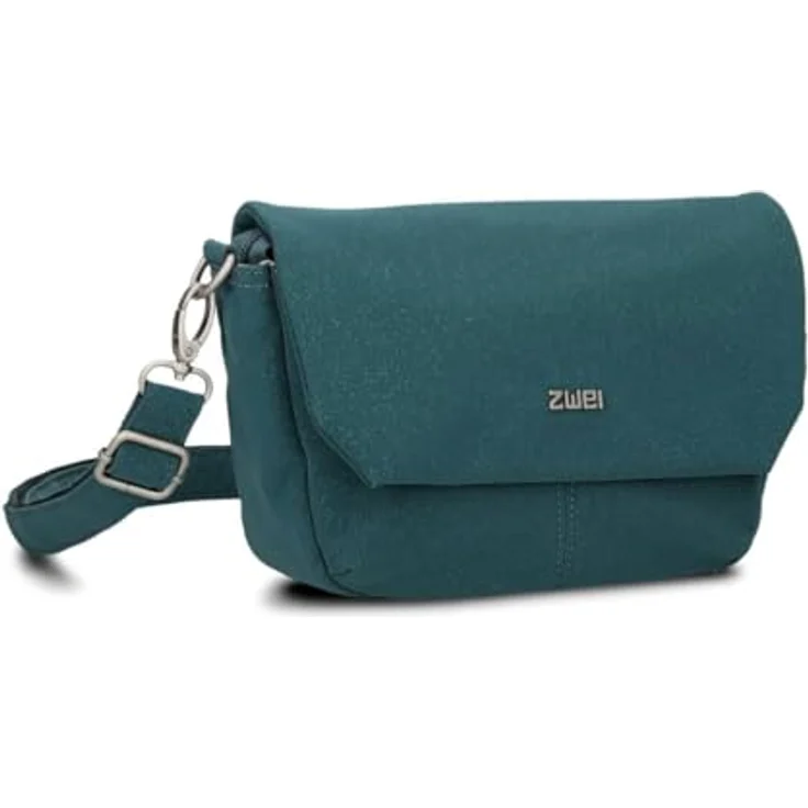 Zwei Mademoiselle.M Messenger 28 cm, praktische Handtasche aus pflegeleichtem Polyurethan mit Magnetverschluss und Reißverschlussfach, schwarz – Bild 1