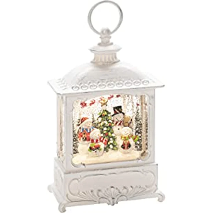 Konstsmide Wasserlaterne klein, 4 Schneemänner, antique weiss, mit an/aus Schalter, 5h Timer, Antiqueweiß, batteriebetrieben, Innen, 1 warm weiße Dioden - 4394-200 – Bild 4