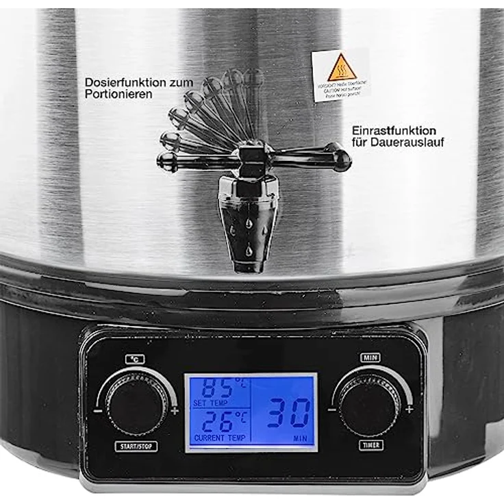 DEMA Einkochautomat DEA2000DX, Edelstahl Einkochautomat mit 27 Liter Kesselinhalt, Digital-Timer und Temperaturregelung – Bild 6