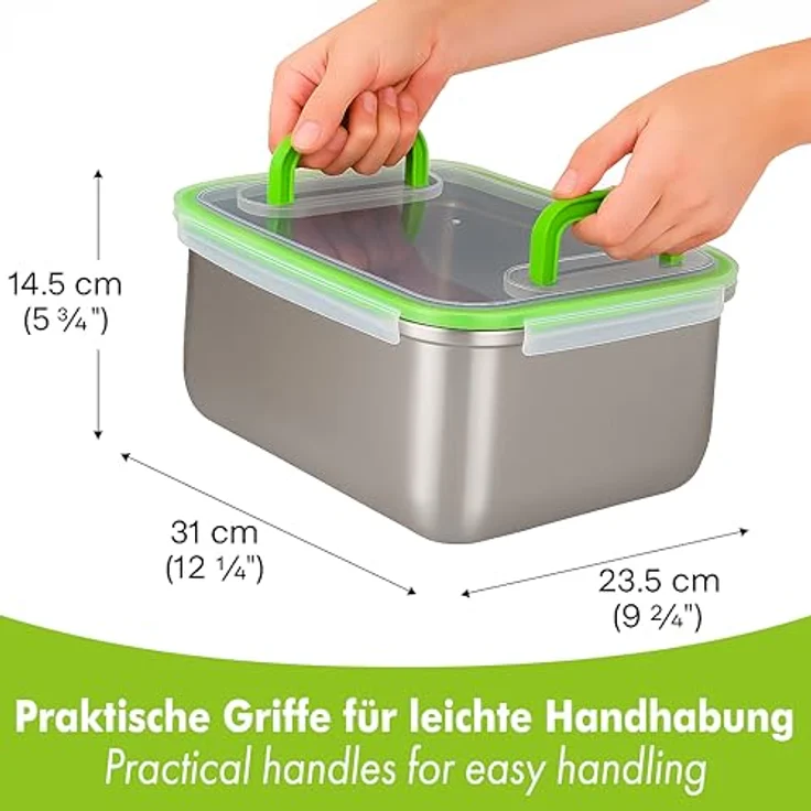 Immer Edelstahl Frischhaltedose 6 Liter, rechteckige Vorratsdose - gefriergeeignet, spülmaschinenfest, auslaufsicher – Bild 2