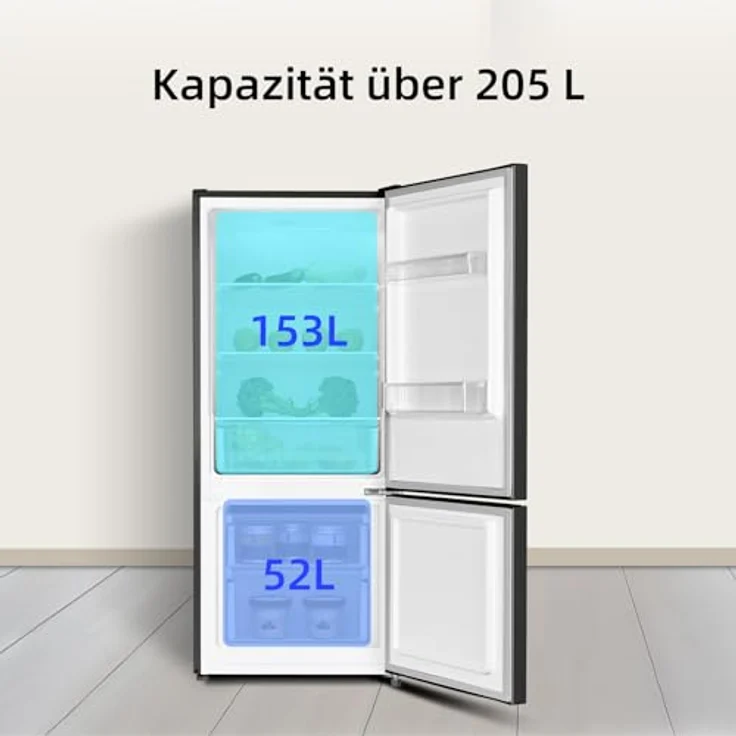 CHIQ Freistehender Kühlschrank mit Gefrierfach 205L, 4-Sterne Gefrierleistung, Low-Frost, 39 dB, 12 Jahre Garantie auf Kompressor, 144 x 54 x 55 cm (HxBxT) – Bild 3