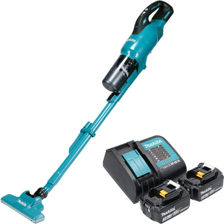 Makita DCL 286 FSF2, Akku-Handstaubsauger 18 V mit Zyklonabscheider, 2x 3,0 Ah Akku und Ladegerät, 0,25 l Behältervolumen
