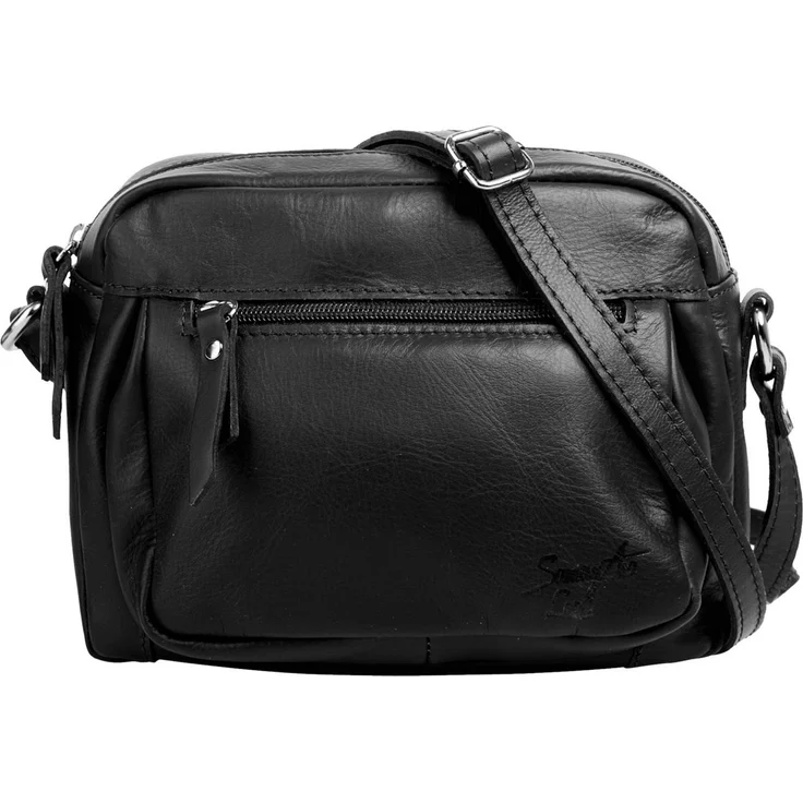 Samantha Look Umhängetasche, echt Leder, made in Italy, Smartphonefach bis 6 Zoll, schwarz – Bild 1