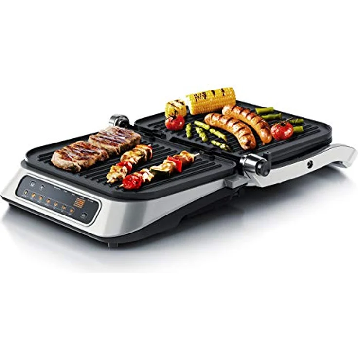 Arendo Kontaktgrill - Elektrogrill mit Digitalsteuerung 1900 W - elektrischer Tischgrill Sandwichmaker - 7 Programme - antihaft beschichtetes Edelstahl - abnehmbare Platten Abtropfschale - GS – Bild 3