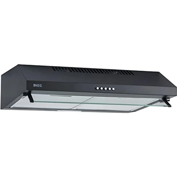 NEG Dunstabzugshaube NEG15-ATB+ (schwarz) Edelstahl-Unterbau-Haube mit Doppelmotor (Abluft/Umluft) und LED-Beleuchtung (60cm) Unterschrank- oder Wandanschluss