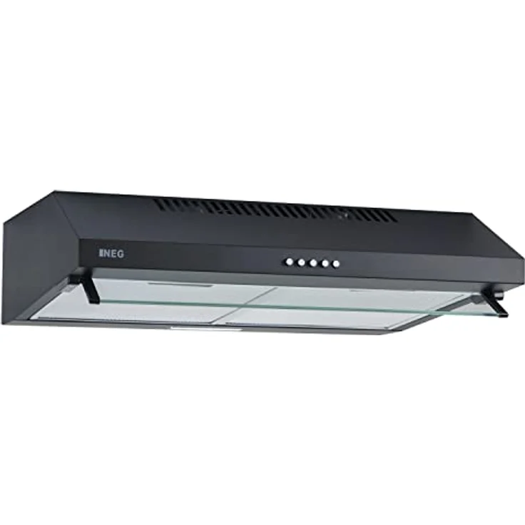 NEG Dunstabzugshaube NEG15-ATB+ (schwarz) Edelstahl-Unterbau-Haube mit Doppelmotor (Abluft/Umluft) und LED-Beleuchtung (60cm) Unterschrank- oder Wandanschluss – Bild 1