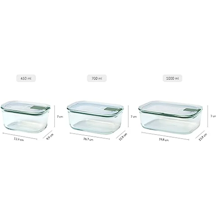 Mepal – Frischhaltedose Glas EasyClip – Glasschüssel mit Deckel & Klickverschluss – Geeignet für Mikrowelle, Dampfgarer, Ofen Gefrierschrank – Luftdicht & auslaufsicher – 700 ml – Nordic sage – Bild 3