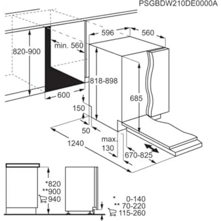 AEG FSK76727P Vollintegrierbarer Einbaugeschirrspüler mit AirDry Technologie, EcoLine, 7 Spülprogrammen, Schwarz – Bild 8