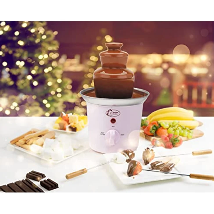 Bestron Schokoladenbrunnen mit 3 Etagen, kleiner Schokobrunnen mit Warmhaltefunktion, 60 Watt, Farbe: Rosa – Bild 4
