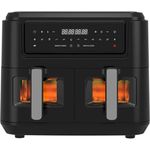 CASPER SOBCZYK Heißluftfritteuse Doppelkammer 9L (2x4,5L) | 2400W | Touchscreen | 8 Programme | PFAS frei | Schwarz