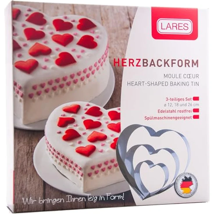 Lares Herzbackform 3tlg. in Karton 12 cm Edelstahl 6002 – Bild 3