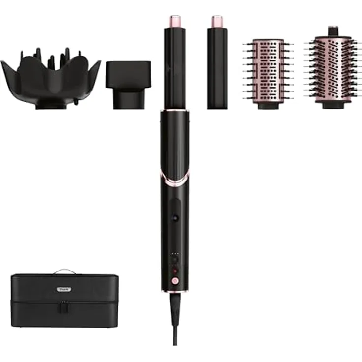 Shark FlexStyle 5-in-1 Luftstyler & Haartrockner, Auto-Wrap-Lockenaufsatz, Paddle-Bürste, Ovalbürste, Konzentrator, Diffusor, Aufbewahrungskoffer, Keine Hitzeschäden, Schwarz/Roségold, HD440EU