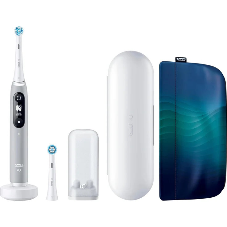 Oral-B iO Series 6 Grey Opal, Elektrische Zahnbürste mit 5 Reinigungsmodi, interaktivem Display und intelligenter Andruckkontrolle