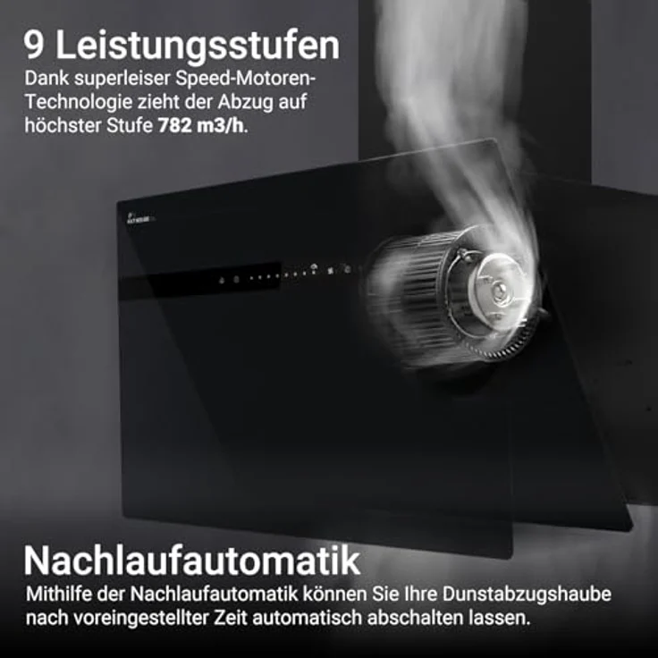 KKT KOLBE STYLE8005SMAO Dunstabzugshaube 80 cm 782 cbm/h WLAN RGBW-LED-Beleuchtung SensorTouch Bedienung, Edelstahl schwarzes Glas – Bild 5