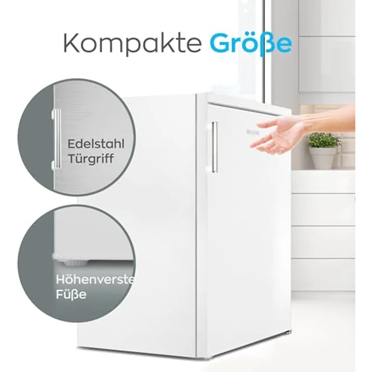 HEINRICHS Getränkekühlschrank 120L leise: 40db mit Gefrierfach(13L) Mini-Bar, Tisch-Kühlschrank, weiß – Bild 3