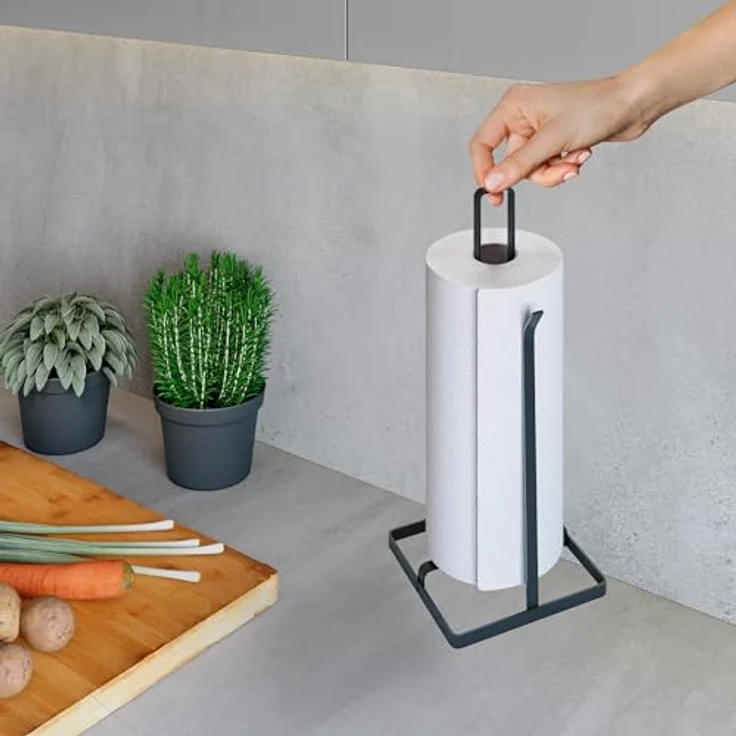 Metaltex Küchenrollenhalter Tokyo LAVA, stabiler Abrollstopper, matte schwarze TouchTherm®-Beschichtung, rostbeständig und stoßfest – Bild 5
