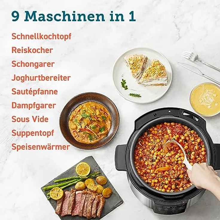 COSORI Schnellkochtopf, 9-in-1 Multikocher, 5,7 L Pressure Cooker, Edelstahl - 14 Funktionen, Rezeptbuch, lebenslanger Kundenservice – Bild 3