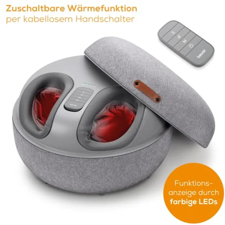 Beurer FM 120 2-in-1 Shiatsu-Fußmassagegerät und moderner Sitzhocker, wohltuende Luftkompressionsmassage zur Entspannung und Regeneration, mit zuschaltbarer Wärmefunktion, hochwertiges Textil – Bild 4
