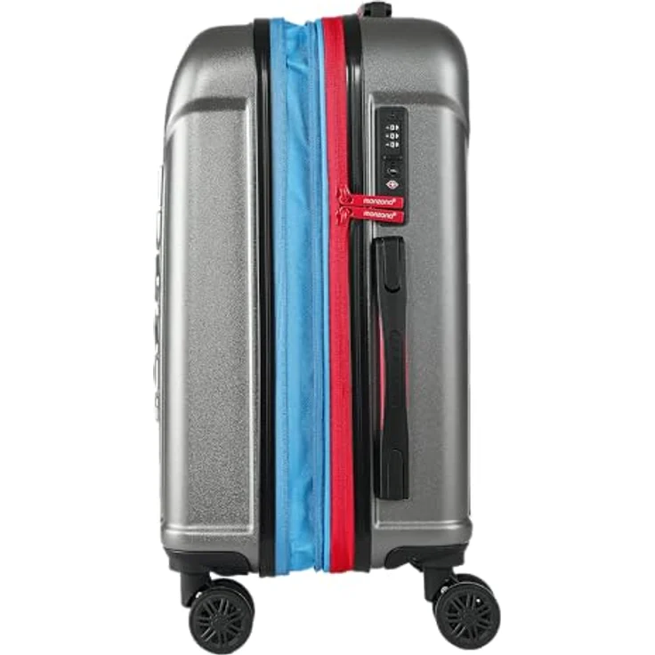 MONZANA® Kofferset 3tlg Hartschalenkoffer M-L-XL, grau, erweiterbar mit TSA Schloss, 4 Doppelrollen, ABS+PC Material, komfortable Gel-Griffe – Bild 4