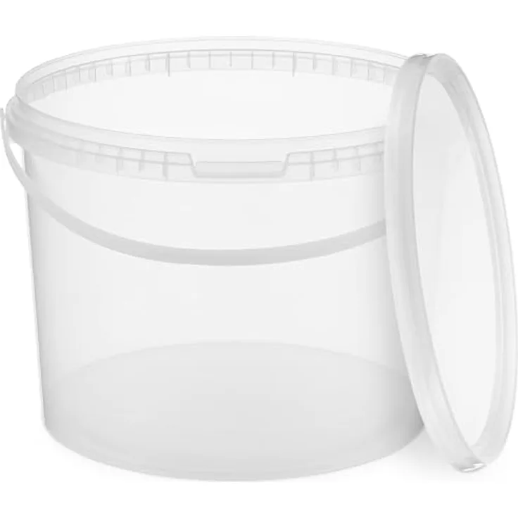 BenBow Eimer mit Deckel 10l transparent 1x 10 Liter - lebensmittelecht, stabil, luftdicht - Aufbewahrungsbehälter aus Kunststoff, mit Henkel - leer