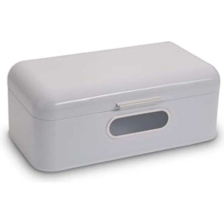 ECHTWERK Retro-Brotkasten aus Metall mit Sichtfenster, platzsparende Aufbewahrungsbox in Weiß, 42,5 x 23,8 x 17 cm – Bild 1