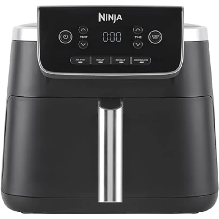Ninja PRO Air Fryer Heißluftfritteuse, 4,7L Airfryer, Einzelkorb-Heißluftfritteuse, 4-in-1, für 1-2 Portionen, Digital, Kochen aus dem Gefrorenen, Antihaft-Schublade & Crisper Korb, Schwarz AF140EU – Bild 1