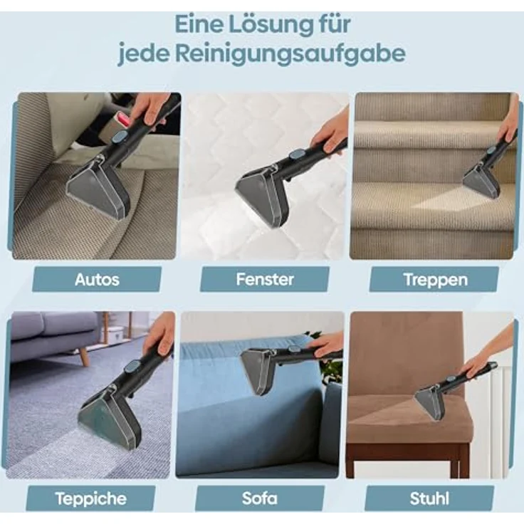 Olvy Teppichreiniger Waschsauger 17.000 PA, leistungsstarker Nasssauger für Sofa, Auto & Teppich, inkl. Zubehör & Reinigungsmittel – Bild 9