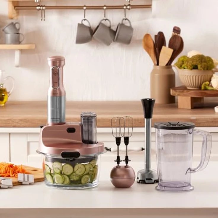 KARACA Mastermaid ProSteel Küchenroboter aus Stahlglas, 2500 W, Rosegold, 1,5-Liter-Glas-Hackbehälter – Bild 4