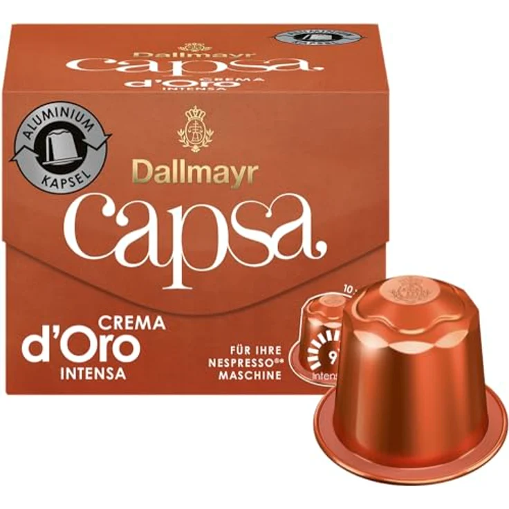 Dallmayr Capsa Crema dOro Intensa, Nespresso Kompatibel Kapsel, Kaffeekapsel, Röstkaffee, Kaffee, 10 Kapseln, 56 g – Bild 2