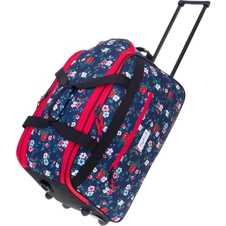 Elephant Reisetrolley Weekender Duffle 55 cm Trolley mit Rollen, Handgepäck Reisetasche (Blue Flower (blau) 13024) – Bild 1