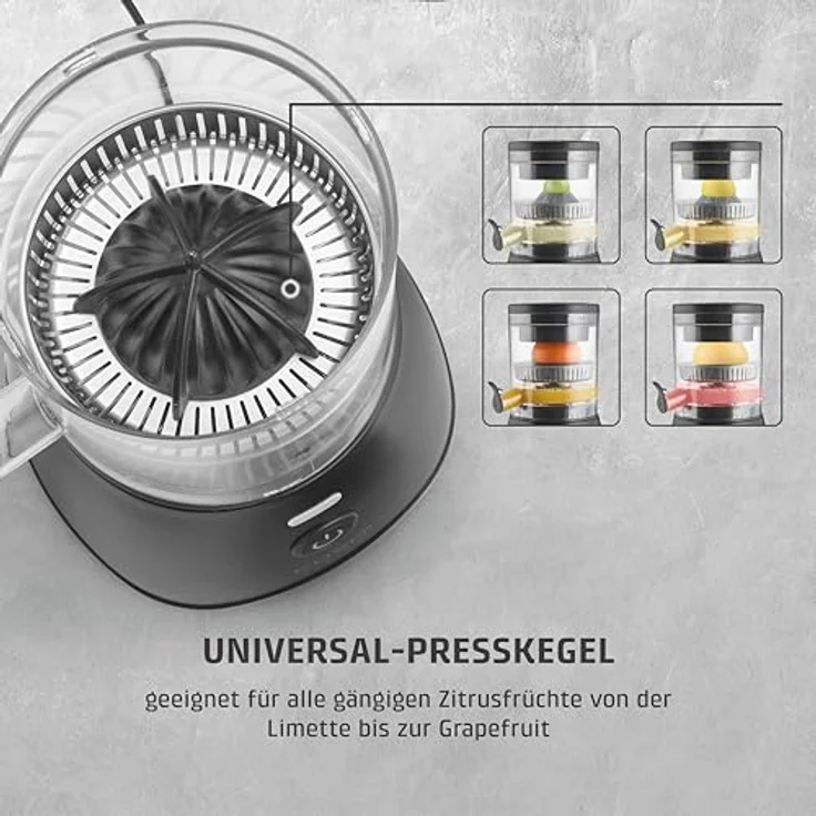 Caso CP 400 Lift, elektrische Zitruspresse mit hoher Saftausbeute, BPA-frei, Universal-Presskegel für alle Zitrusfrüchte, spülmaschinengeeignet – Bild 5