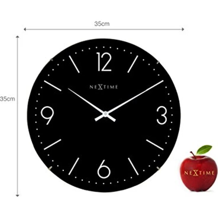 NeXtime 3157ZW große Wanduhr BASIC DOME, lautlos, rund, ø 35,6 cm, Schwarz – Bild 4