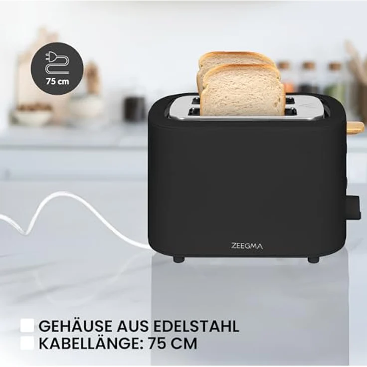 lionelo Toaster TOSTEE, 2 kurze Schlitze, 1500,00 W, Krümelfach/Auftau- & Aufwärmfunktion, weiß-schwarz – Bild 6