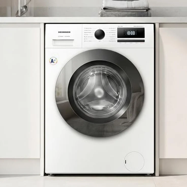 Heinner HWM-HME1014IVA10+++, Frontlader Waschmaschine, 10 kg Kapazität, Energieeffizienzklasse A, 1400 U/min, Weiß mit schwarzer Tür – Bild 5